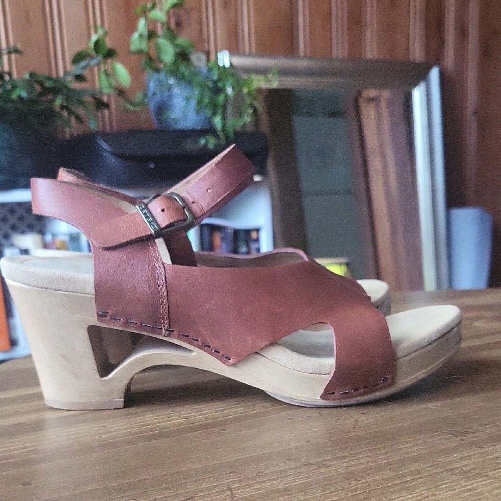 Dansko Brown Leather Wedge Sandals